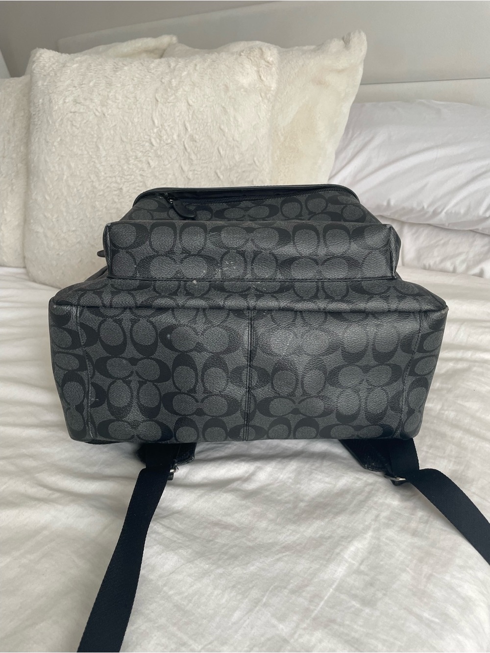 Coach Signature Backpack Leather Daypack in Black and Dark Gray - Picture 8 of 10